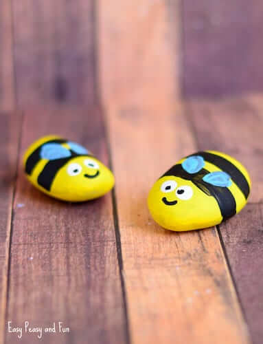 Bee Painted Rocks by Easy Peasy And Fun