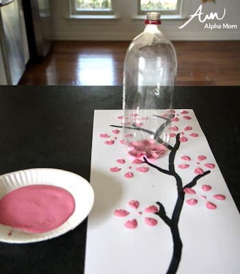 Cherry Blossom Art From A Recycled Soda Bottle by Alpha Mom
