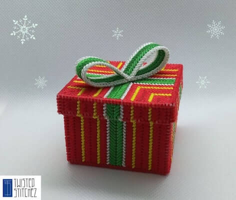 Christmas Gift Box Plastic Canvas Pattern by Twisted Stitchez Shop