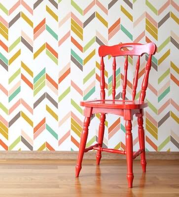 Colorful Modern Herringbone Wall Stencil by Royal Stencils