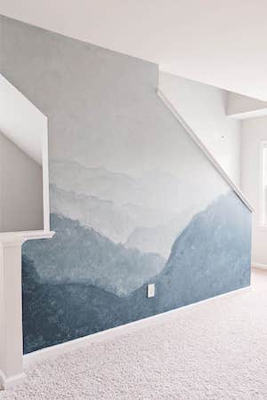 DIY Watercolor Mountain Wall Mural by Crafted By The Hunts