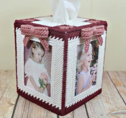 Heart Full Of Memories Plastic Canvas Tissue Box Cover Pattern by Craft A Happy Home