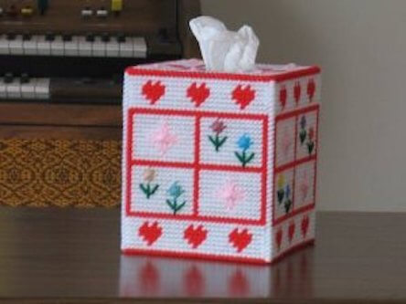 Hearts And Flowers Tissue Box Cover by Fave Crafts