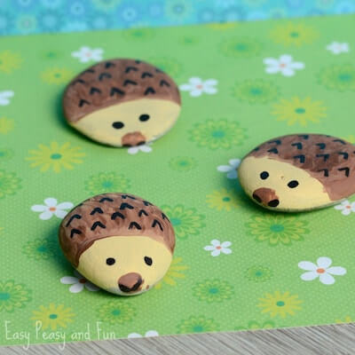 Hedgehog Painted Rocks by Easy Peasy Fun