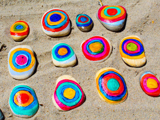 Kandinsky Inspired Rock Art by Arty Crafty Kids