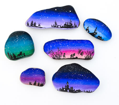 Magical Landscape Silhouette Painting Stones Ideas by Adventure In A Box