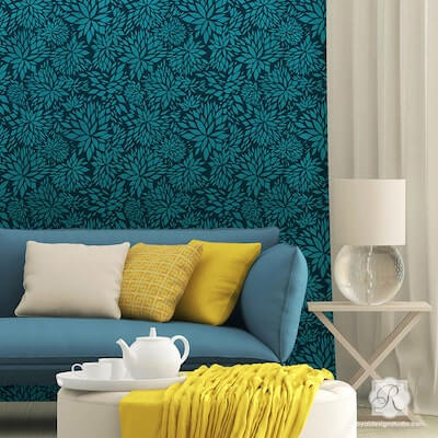 Modern Flower Wall Stencil for Painting by Royal Stencils