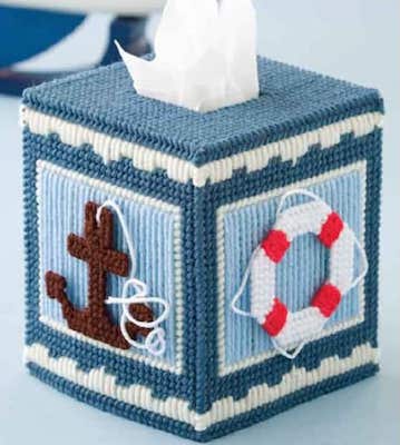 Nautical Tissue Box Plastic Canvas Pattern by Fairy Penguin Crafts