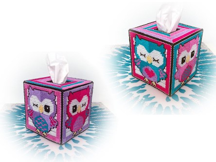 Owl Plastic Canvas Tissue Box Cover Pattern by Impressed By Me Designs
