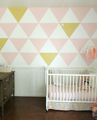 24. Triangle Painted Accent Wall Idea by Lolly Jane