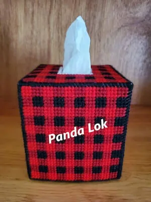 Plaid Plastic Canvas Tissue Box Pattern by Panda Lok