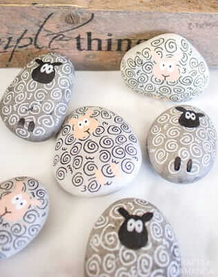 Sheep Painted Rocks by Crafts By Amanda