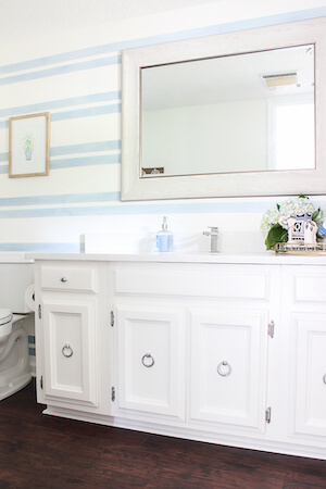 Washed Out Stripes Bathroom Accent Wall by Rain On A Tin Roof