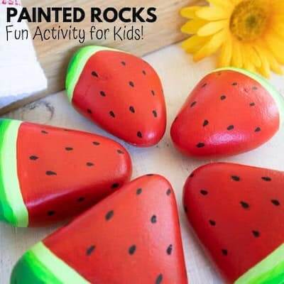 Watermelon Painted Rocks by Mum In The Mad House