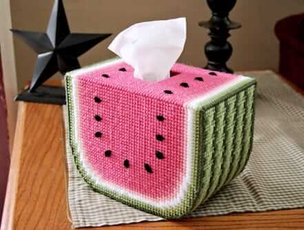 Watermelon Tissue Box In Plastic Canvas by Little Sapphire
