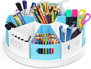 MeCids 360°Rotating Craft Caddy Lazy Susan Art Caddy with Removable Bins