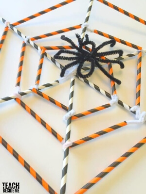Straw and Pipe Cleaner Spider Web