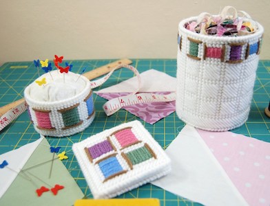 Cheery Spool Sewing Accessories In Plastic Canvas by Little Sapphire