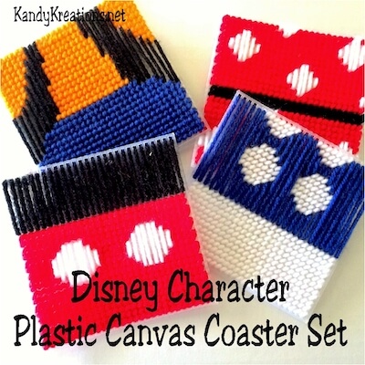 Disney Character Plastic Canvas Coaster Set Pattern by DIY Party Mom