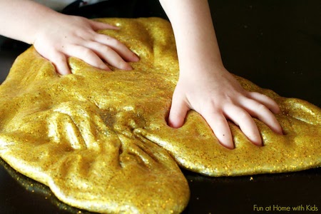Golden Glitter Slime by Fun At Home With Kids