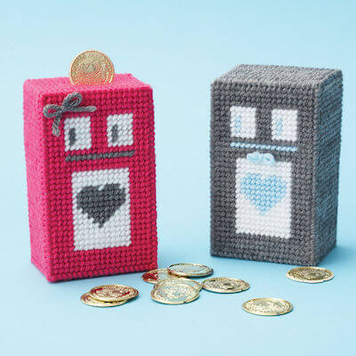 Plastic Canvas Robot Coin Bank Pattern by Yarnspirations