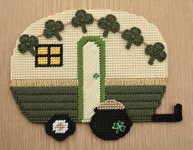 St. Patricks Day Retro Camper Plastic Canvas Pattern by Craft A Happy Home