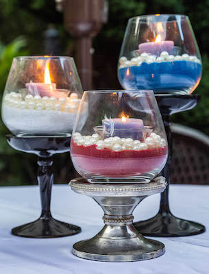 DIY Sand And Pearls Wine Glass Candle Holder by Entertaining Diva
