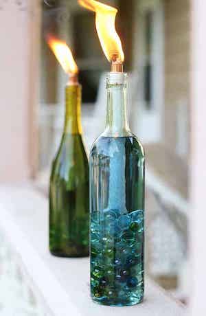 DIY Wine Bottle Citronella Candles by Hello Glow