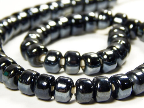 Gunmetal Black Glass India Crow Beads from MurphysBeadsAndMore