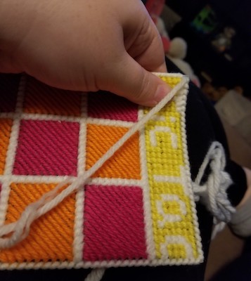 Cross Stitch With Yarn And Plastic Canvas