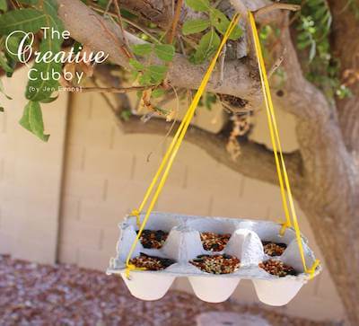 Egg Carton Bird Feeder by The Creative Cubby