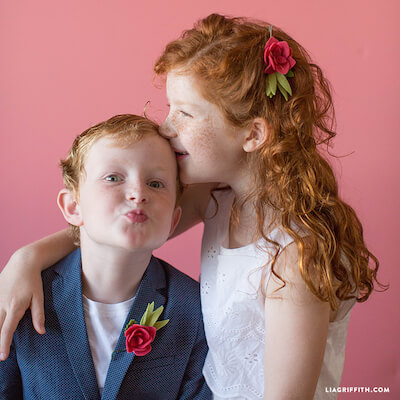 Felt Hair Pin And Boutonniere by Lia Griffith