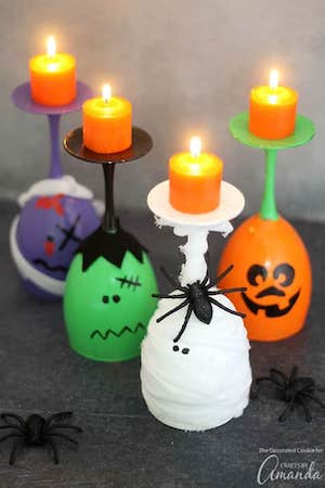 Halloween Wine Glass Candle Holders by Crafts By Amanda