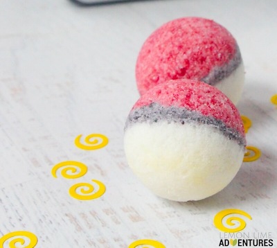 Homemade Pokeball Bath Bombs by Lemon Lime Adventures