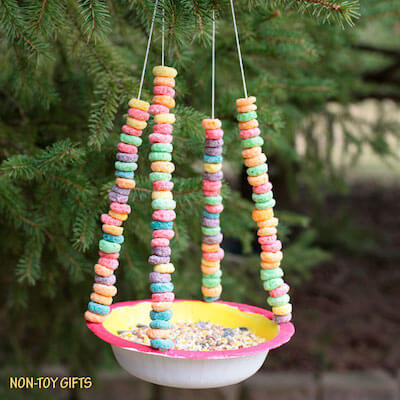 Paper Bowl Bird Feeder For Kids To Make by Non-Toy Gifts