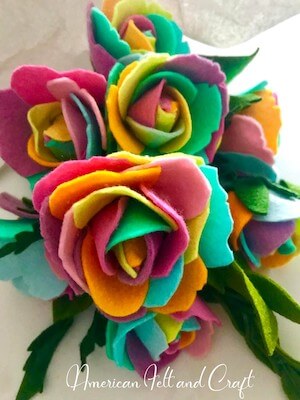 Rainbow Felt Roses Tutorial by American Felt & Craft