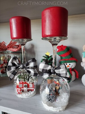 Wine Glass Snow Globe Candle Holders by Crafty Morning