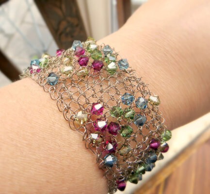 Crystal & Wire Bead Bracelet by Mahliqa