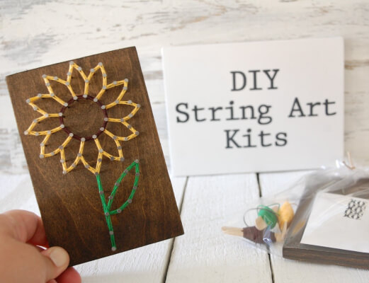 DIY String Art Sunflower Kit from StrungOnNails