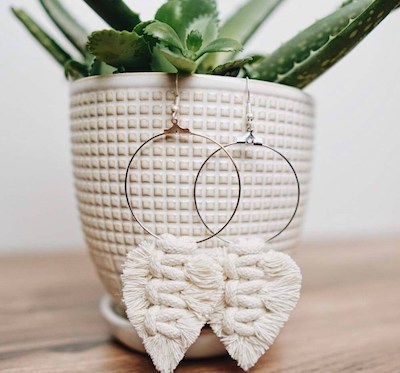 DIY Macrame Feather Earrings by Crafted Avenue