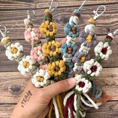 DIY Macrame Flower Keychain by Steady Decor