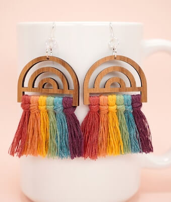 Rainbow macrame deals earrings