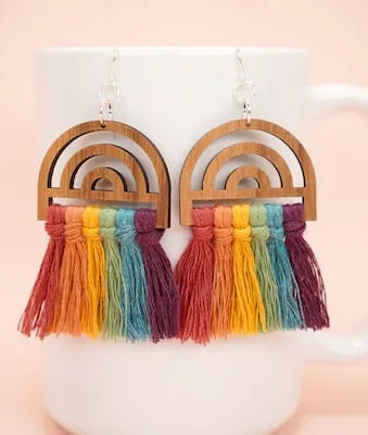 16 Macrame Earrings 2 DIY Macrame Rainbow Earrings by Happiness Is Homemade