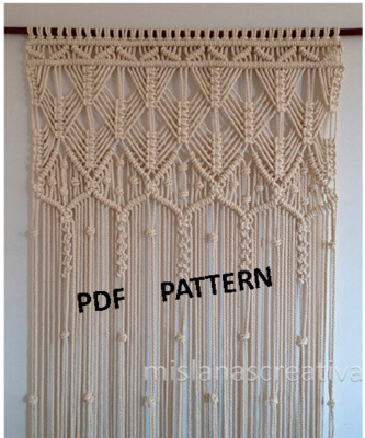 Handmade Macrame Shower Curtain Pattern from mislanascreativas