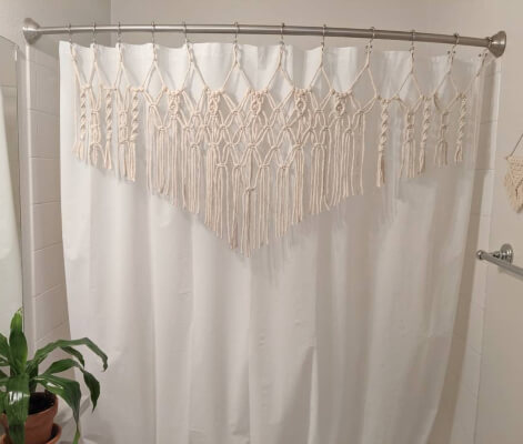 Handmade Shower Curtain Macrame Pattern from HillandOak