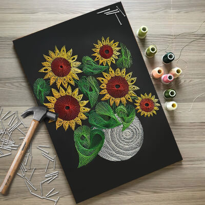 Sunflower String Art Kit Wall Decor by RoutinesStore