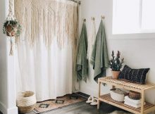 Yokii Macrame Shower Curtain, Heavy Weighted & Waterproof