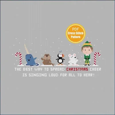 9 Christmas Elves Cross Stitch Patterns - Christmas Crafts 4 Buddy, The Elf Cross Stitch Pattern by Good Morning Maui