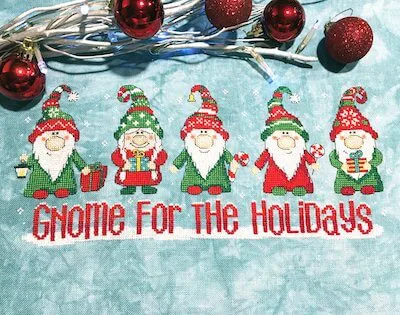 9 Christmas Elves Cross Stitch Patterns - Christmas Crafts 9 Gnome For The Holidays Cross Stitch Pattern by Tiny Modernist