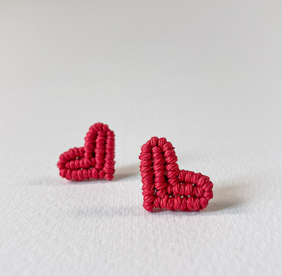 Heart Macrame Earrings by Curious Crafts Studio